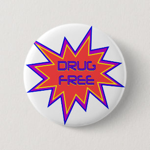 Drug Free 6 Cm Round Badge