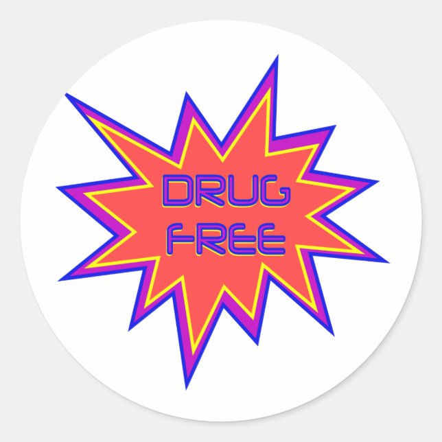 Drug Free Classic Round Sticker (Front)