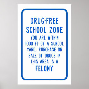 Drug Free For School blue Poster