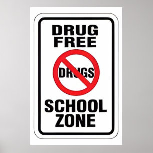 Drug Free For School white Poster