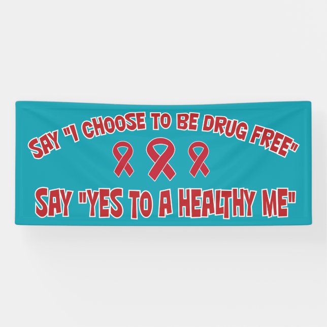 Drug Free Healthy Me Red Ribbon Promotion Banner (Horizontal)