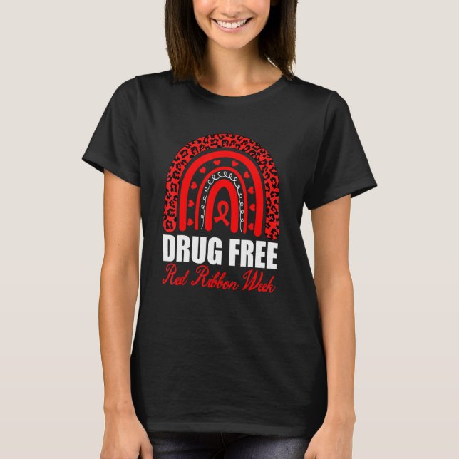 Drug Free Red Ribbon Week Awareness Say No To Drug T-Shirt (Front)