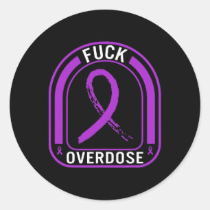 Drug Overdose Awareness Addiction Ribbon Tee Classic Round Sticker