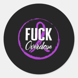 Drug Overdose Awareness August Overdose Ribbon Dru Classic Round Sticker