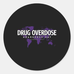 Drug Overdose Awareness Day August 31 Purple Classic Round Sticker