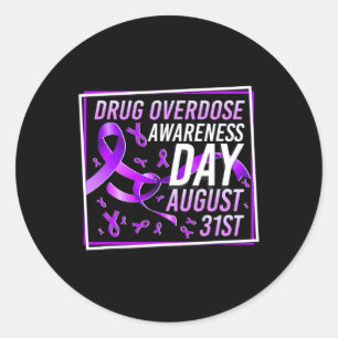 Drug Overdose Awareness Day August 31st Recovery W Classic Round Sticker