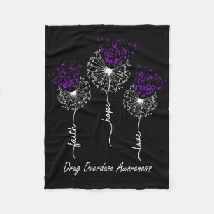 Drug Overdose Awareness Faith Hope Love Dandelion Fleece Blanket