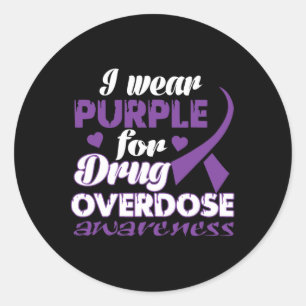 Drug Overdose Awareness I Wear Purple Classic Round Sticker