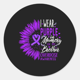 Drug Overdose Awareness In Memory Of My Brother Pu Classic Round Sticker