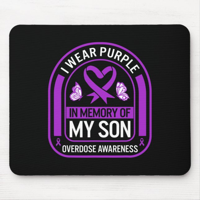 Drug Overdose Awareness In Memory Of My Son Purple Mouse Mat (Front)