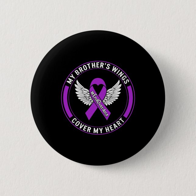 Drug Overdose Awareness My Brother's Wings Cover M 6 Cm Round Badge (Front)