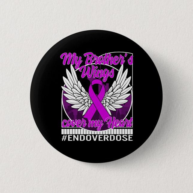 Drug Overdose Awareness My Brother's Wings Cover M 6 Cm Round Badge (Front)
