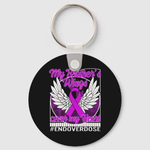 Drug Overdose Awareness My Brother's Wings Cover M Key Ring