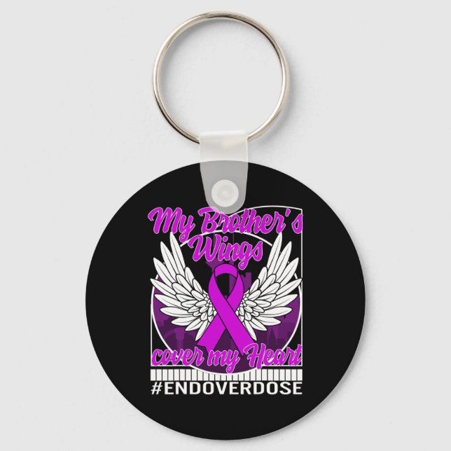 Drug Overdose Awareness My Brother's Wings Cover M Key Ring (Front)