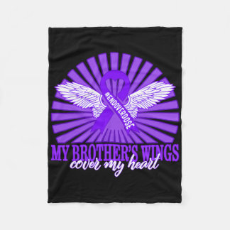 Drug Overdose Awareness My Brother's Wings Purple  Fleece Blanket