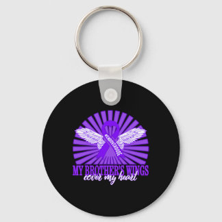 Drug Overdose Awareness My Brother's Wings Purple  Key Ring