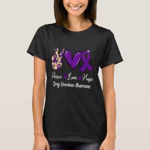 Drug Overdose Awareness Peace Love Hope Purple Rib T-Shirt