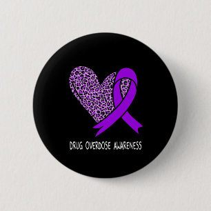 Drug Overdose Awareness Purple Ribbon 6 Cm Round Badge