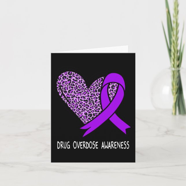 Drug Overdose Awareness Purple Ribbon  Card (Front)