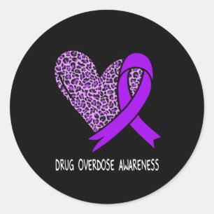 Drug Overdose Awareness Purple Ribbon Classic Round Sticker