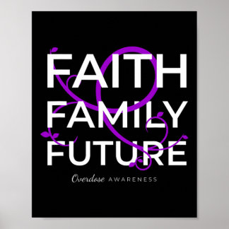 Drug Overdose Awareness Purple Ribbon Faith Family Poster
