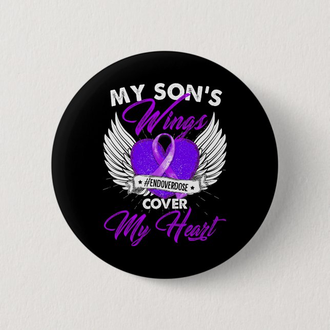 Drug Overdose Awareness  Purple Ribbon gifts  6 Cm Round Badge (Front)