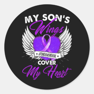 Drug Overdose Awareness Purple Ribbon gifts Classic Round Sticker