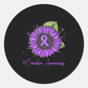Drug Overdose Awareness Ribbon Drug Addiction Cris Classic Round Sticker