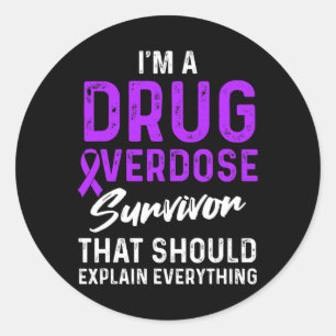 Drug Overdose Awareness Warrior Survivor 2 Classic Round Sticker