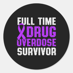 Drug Overdose Awareness Warrior Survivor 40  Classic Round Sticker