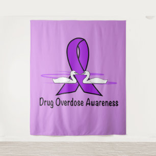 Drug Overdose Awareness with Swans and Ribbon Tapestry