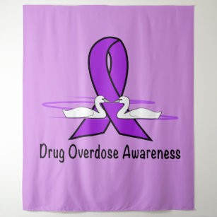 Drug Overdose Awareness with Swans and Ribbon Tapestry