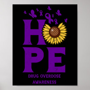 Drug Overdose Purple Hope Vintage Sunflower Awaren Poster