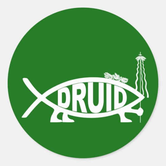 Druid Fish Classic Round Sticker