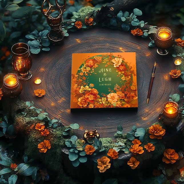 Druid Hills Gold Foil Wedding Guest Book  (Enchanted Whimsical Celtic Autumn Wedding Guest Book )