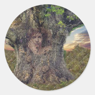 Druid In Trees Classic Round Sticker