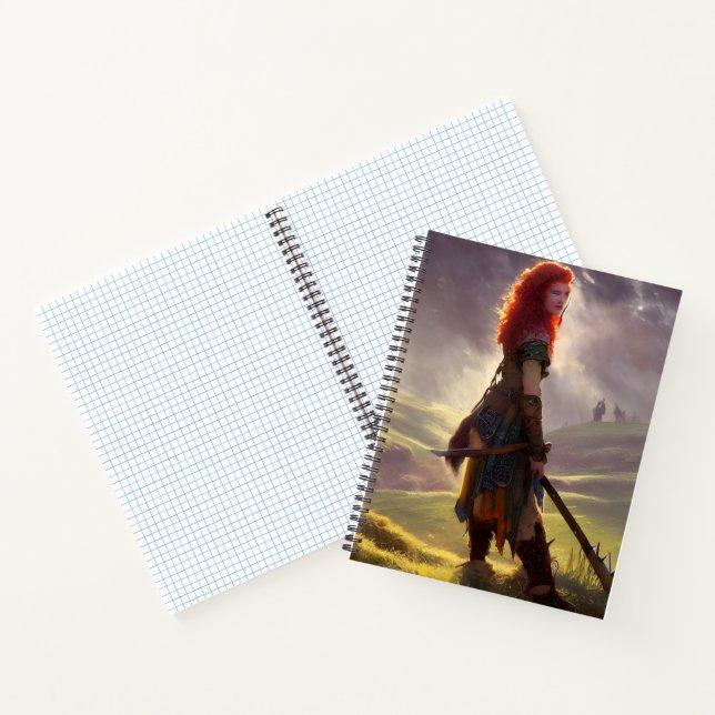 Druid Warrior Princess Fantasy Art Graph Notebook  (Inside)