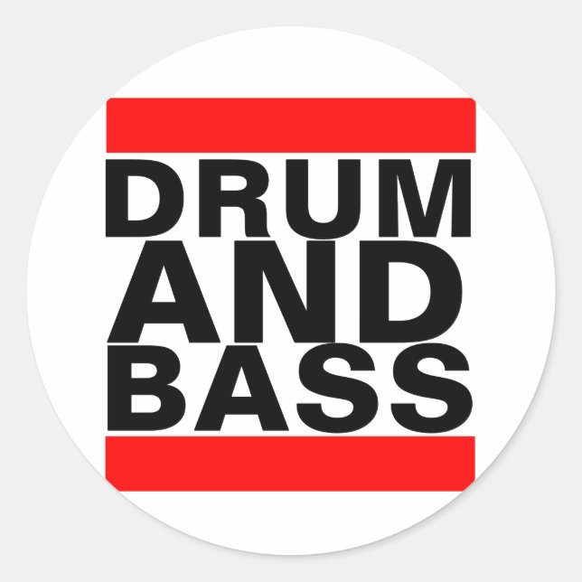 Drum and Bass Classic Round Sticker (Front)