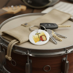 Drum and Cymbal Music Percussion Art Key Ring