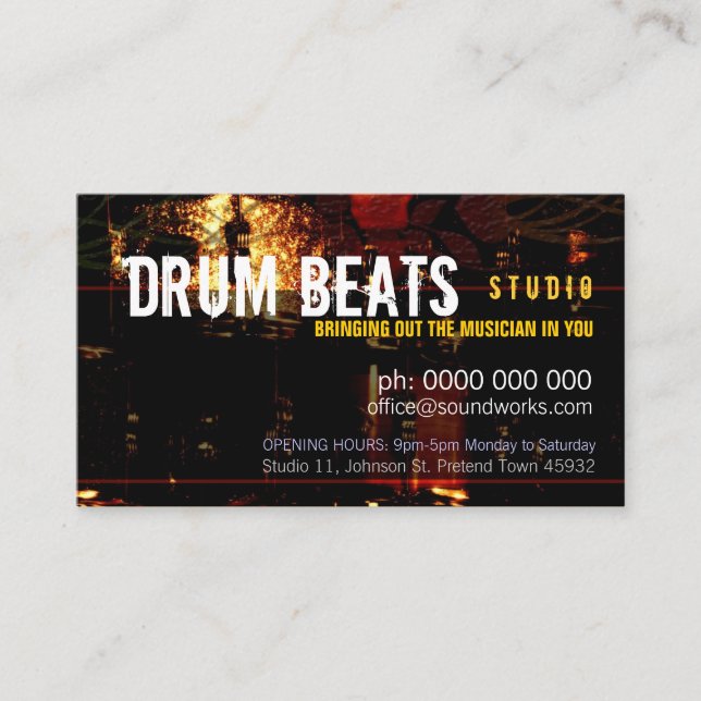 Drum Beats Music Business card (Front)