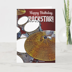 Drum Birthday Card for Musician Drummer Rock Star