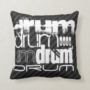 Drum; Black & Dark Grey Stripes Cushion