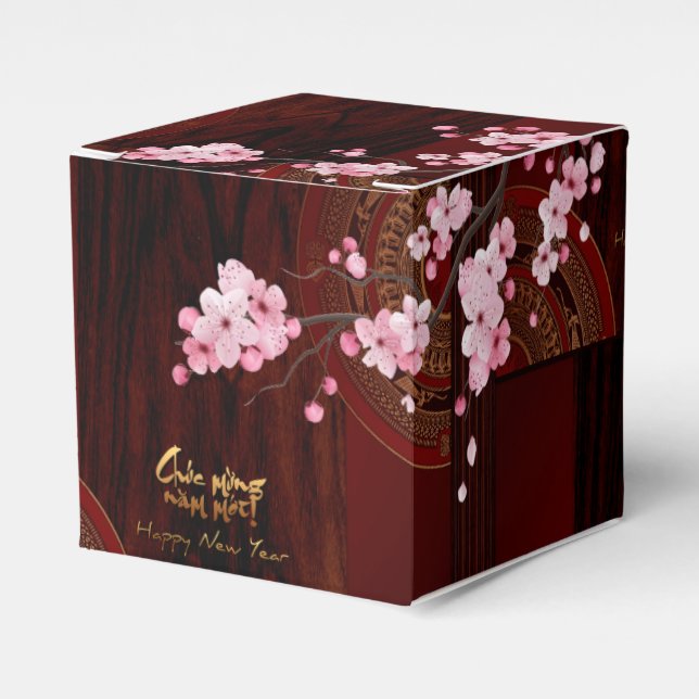 Drum Blossom Tet Hoa Anh Dao Vietnamese New Year C Favour Box (Front Side)