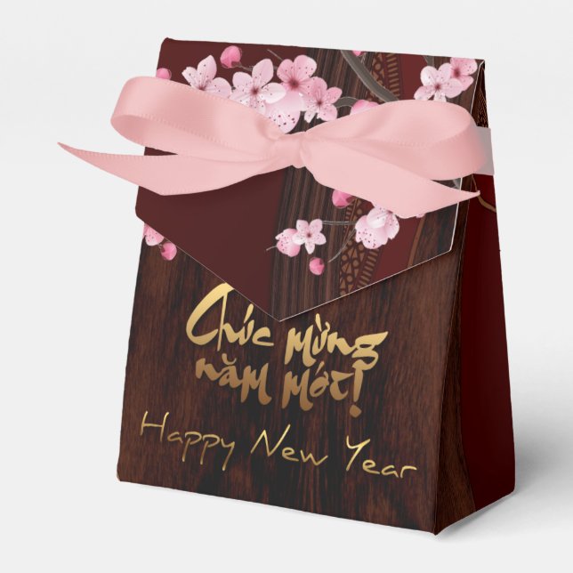 Drum Blossom Tet Hoa Anh Dao Vietnamese New Year T Favour Box (Front Side)