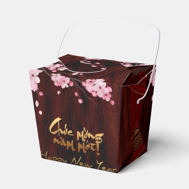 Drum Blossom Tet Hoa Anh Dao Vietnamese New Year t Favour Box (Front Side)