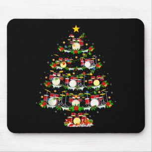 Drum Christmas Tree Lights Drum Music Lover Drumme Mouse Mat