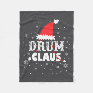 Drum Claus Santa Christmas Drummer Long Sleeve  Fleece Blanket
