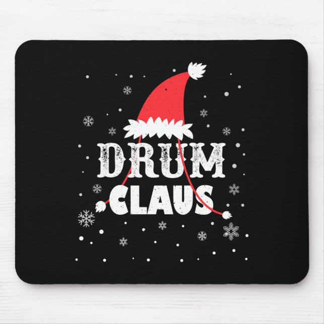 Drum Claus Santa Christmas Drummer Long Sleeve  Mouse Mat (Front)