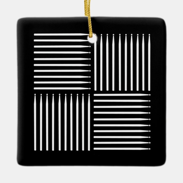 Drum Crosshatch Black Ceramic Ornament (Front)