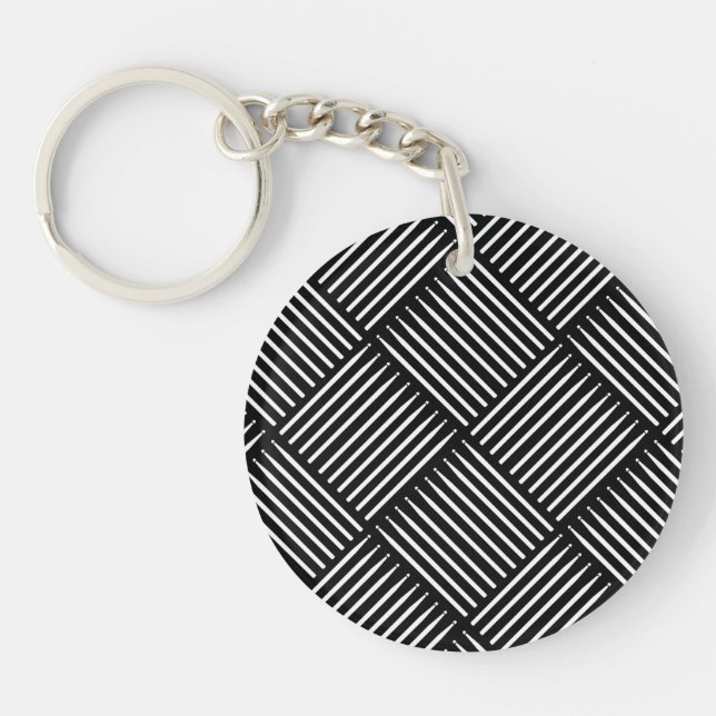 Drum Crosshatch Black Key Ring (Front)